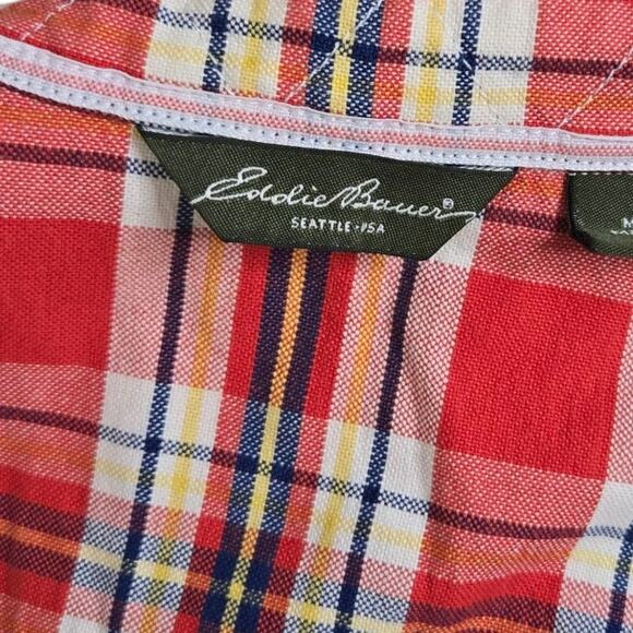 Eddie Bauer Womens Plaid Shirt 2XL Button Down Red Blue‎ Pockets 100% Cotton - Picture 9 of 10